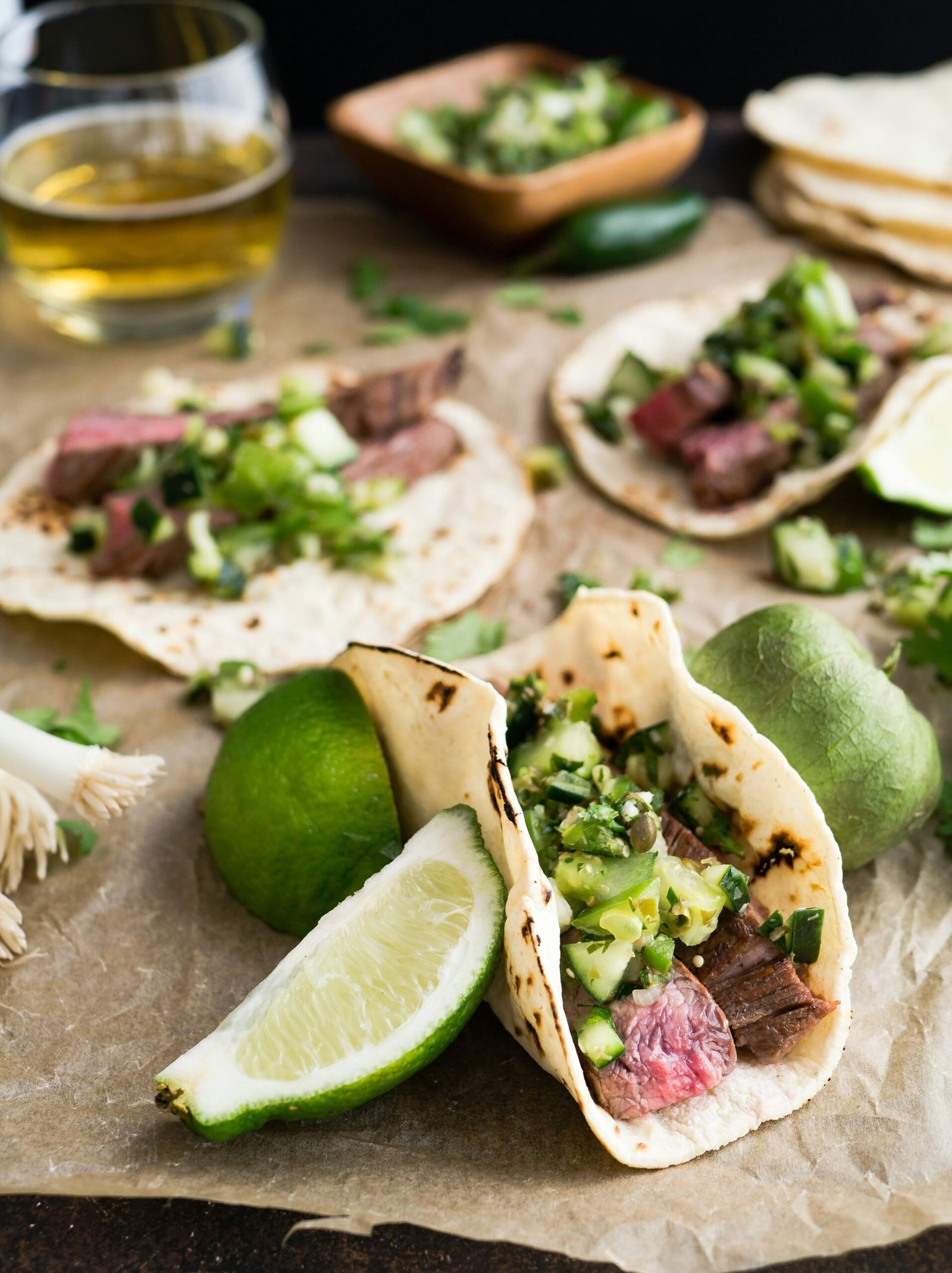 taco with beside sliced lemon